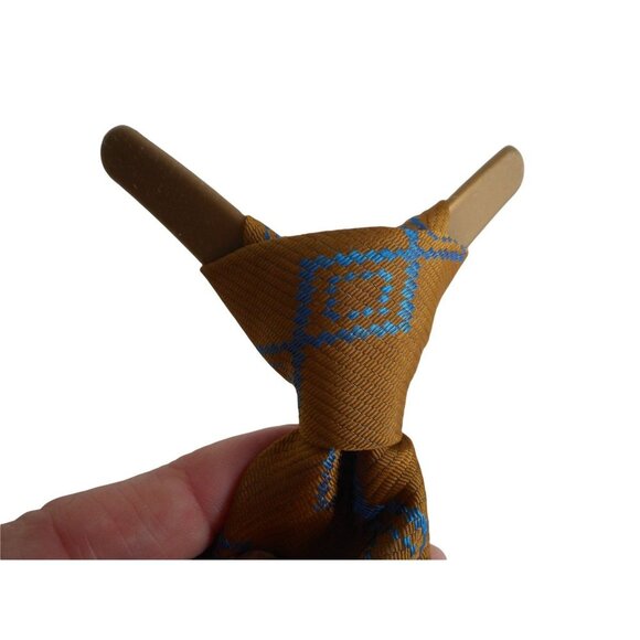 Vintage 1970s abstract Blue gold clip on Tie necktie - Picture 3 of 4